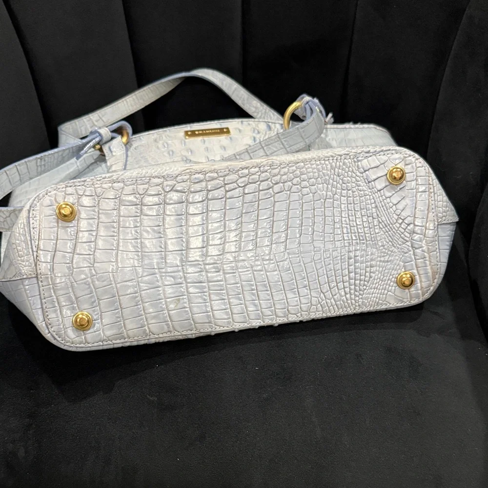 Brahmin Light blue Crocodile Embossed Tote